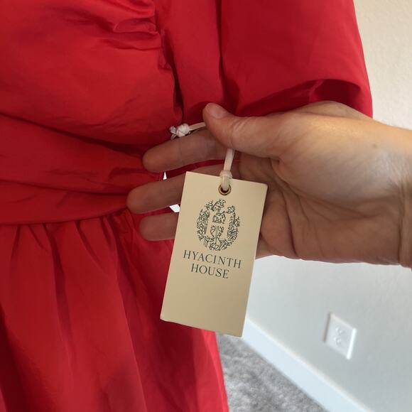 Tuckernuck Hyacinth House Courtney Red Shirred Bodice Mini Dress Sz Medium - Picture 3 of 12